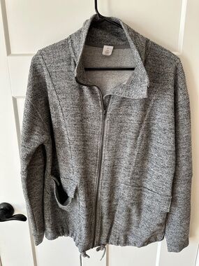 Livi Active Gray Zip-Front Knit Cardigan